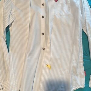 Striped Button-Up Shirt with Embroidered Detail
